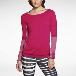 4/$25 Nike Womens Long Sleeve Knit Epic Dri-Fit Training Top in Fuchsia Pink - M